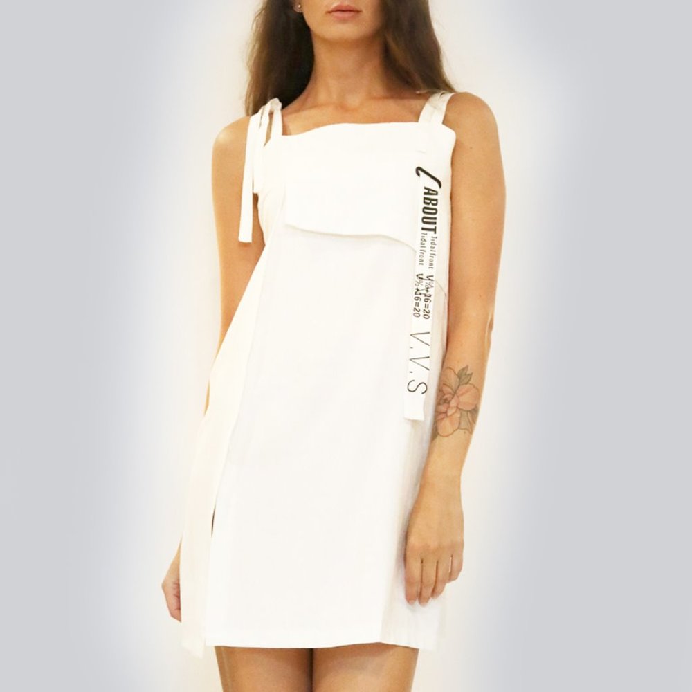 White dress with writing decoration SD-872